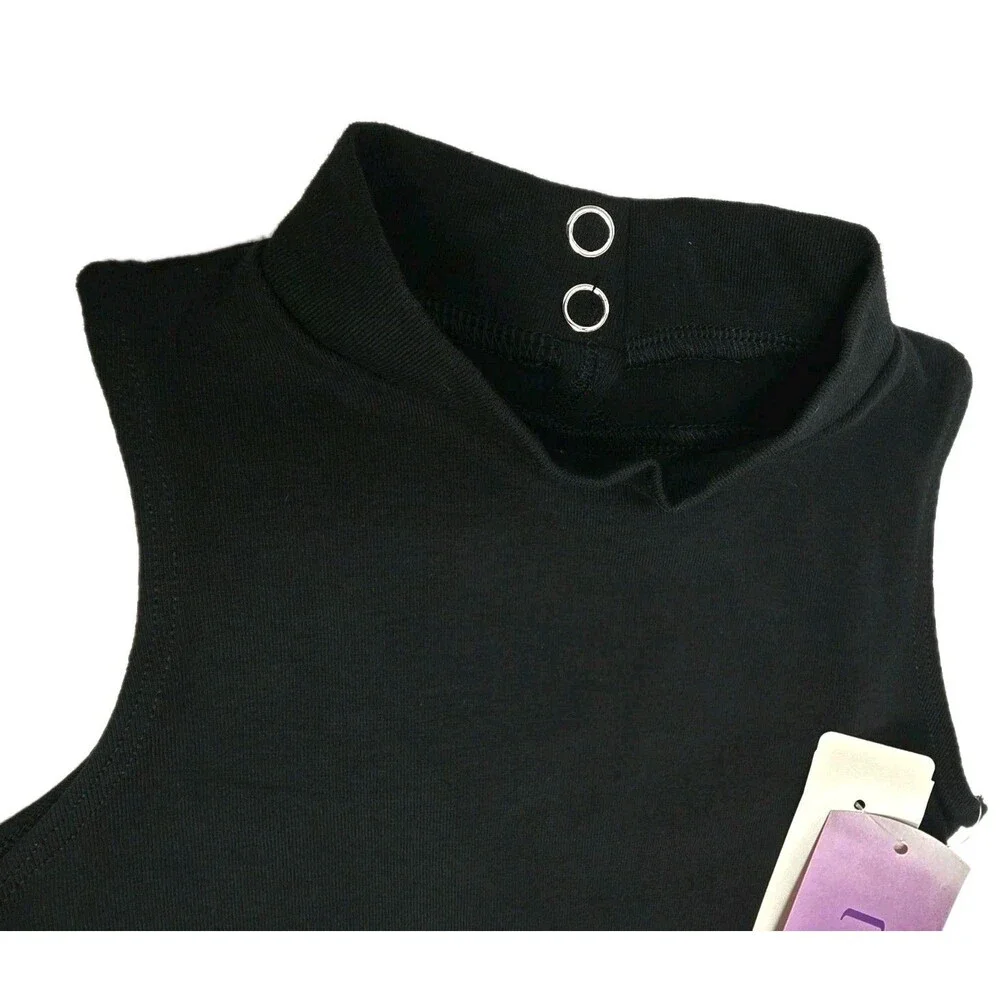 Gilda Marx Y2K High Neck Keyhole Cotton Blend Biketard Singlet Black Girls Kids